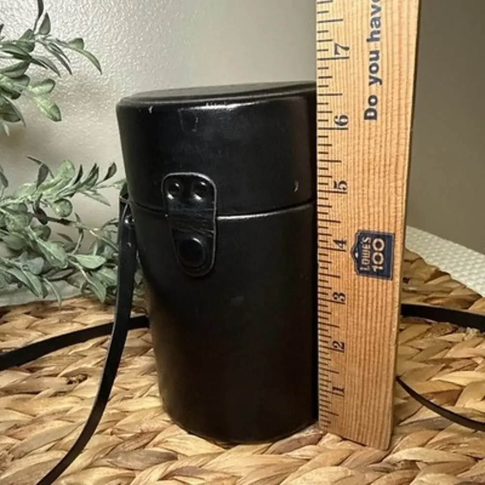 Pentax HE 169 Camera Lens Case Black Felt Lining Snap Closure Strap Japan Vtg
